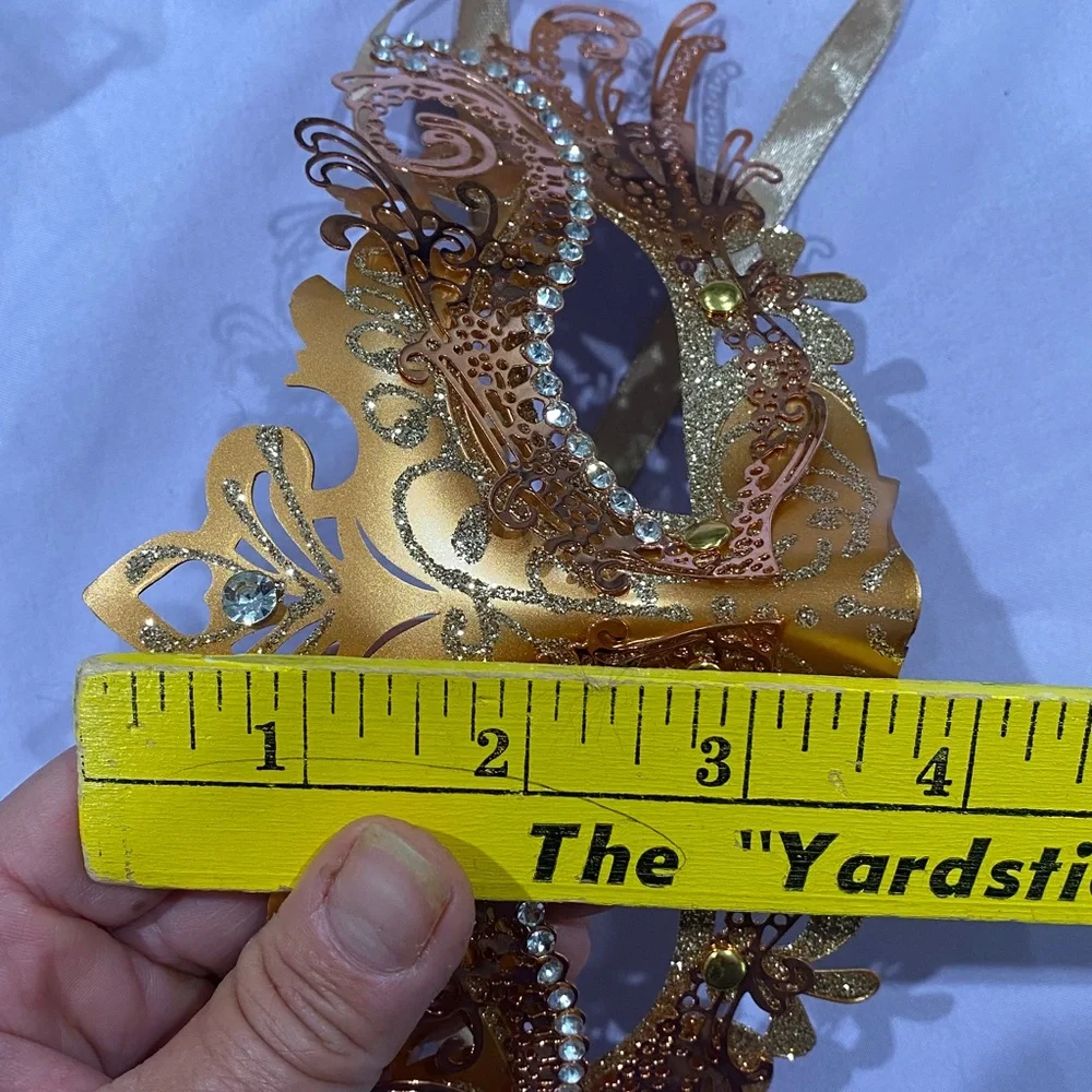 Gold Filigree Masquerade Mask with Ribbon